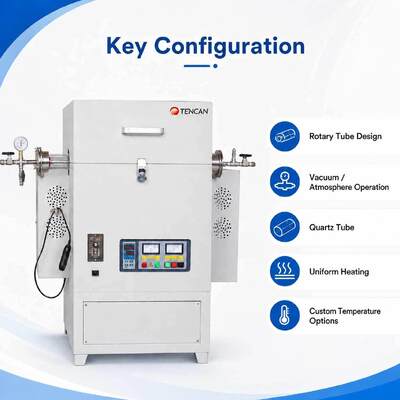 TENCAN TC-12NRT High Temperature 1200C Lab Vacuum Tubular Furnace MOSI2 Heating Element High-Purity Quartz/Alumina Material
