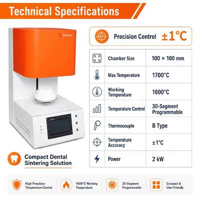 TENCAN TC-BDF-1L 1700C 歯科ラボジルコニア磁器焼結炉 1C 精度 MoSi2 加熱要素歯