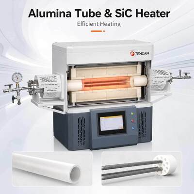 TENCAN TC-14ST 1400C 真空管状炉 SiC ヒーター S タイプ熱電対高温アルミナ管ラボ分割焼結オーブン